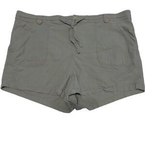 Torrid Womens Linen Blend Shorts Size 22 Khaki Green Zipper Drawstring Pockets